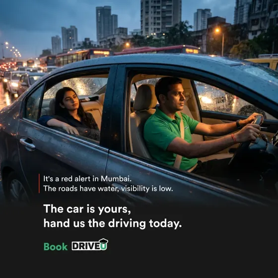 DriveU Mumbai rain alert social post