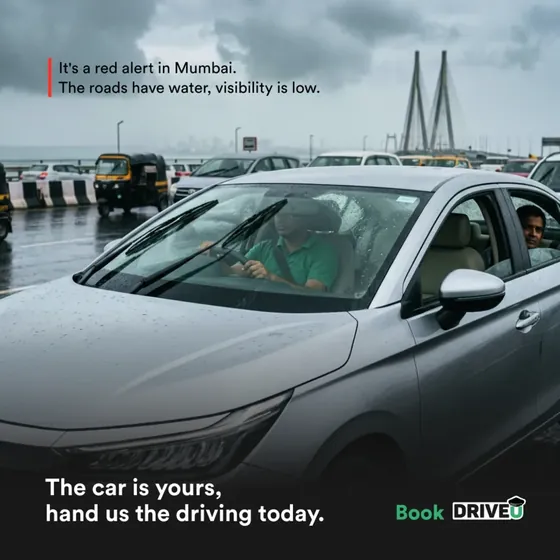 DriveU rain alert social post, variant two