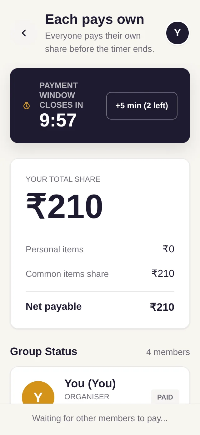 Payment confirmed — share settled